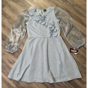 Beetlejuice Astrid Empire Waist Dress Sky Blue XL (14) Ruffle Organza Sleeves